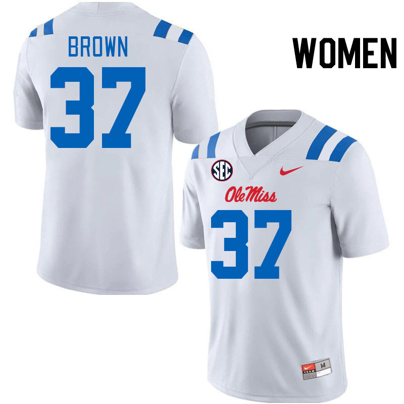 Women #37 AJ Brown Ole Miss Rebels 2024 New Uniforms College Football Jerseys Stitched-White